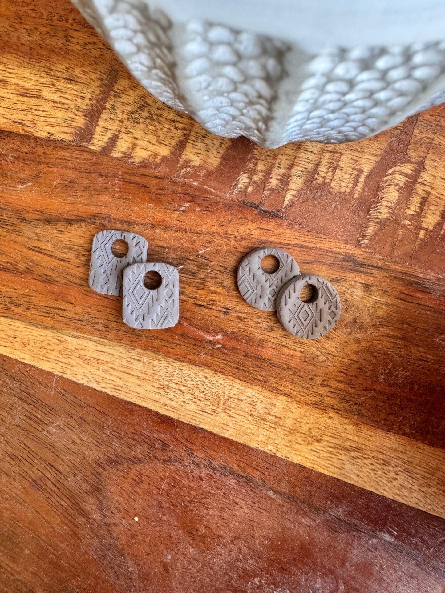 Aztec Textured Lever Back Hoop Charms