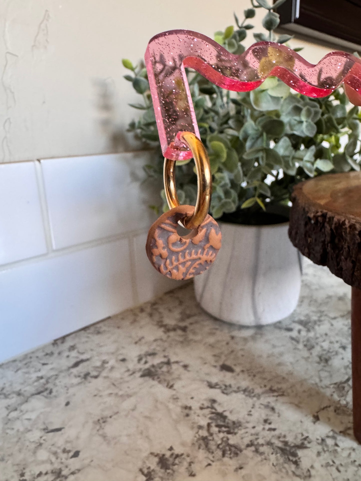 Tooled Leather Style Leverback Charms