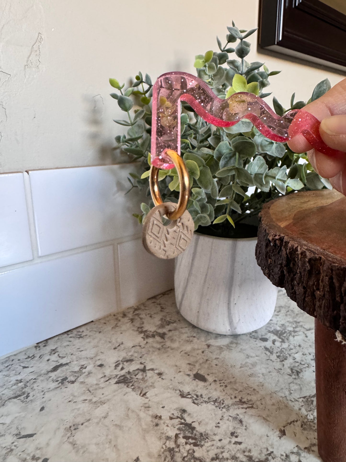 Aztec Textured Lever Back Hoop Charms