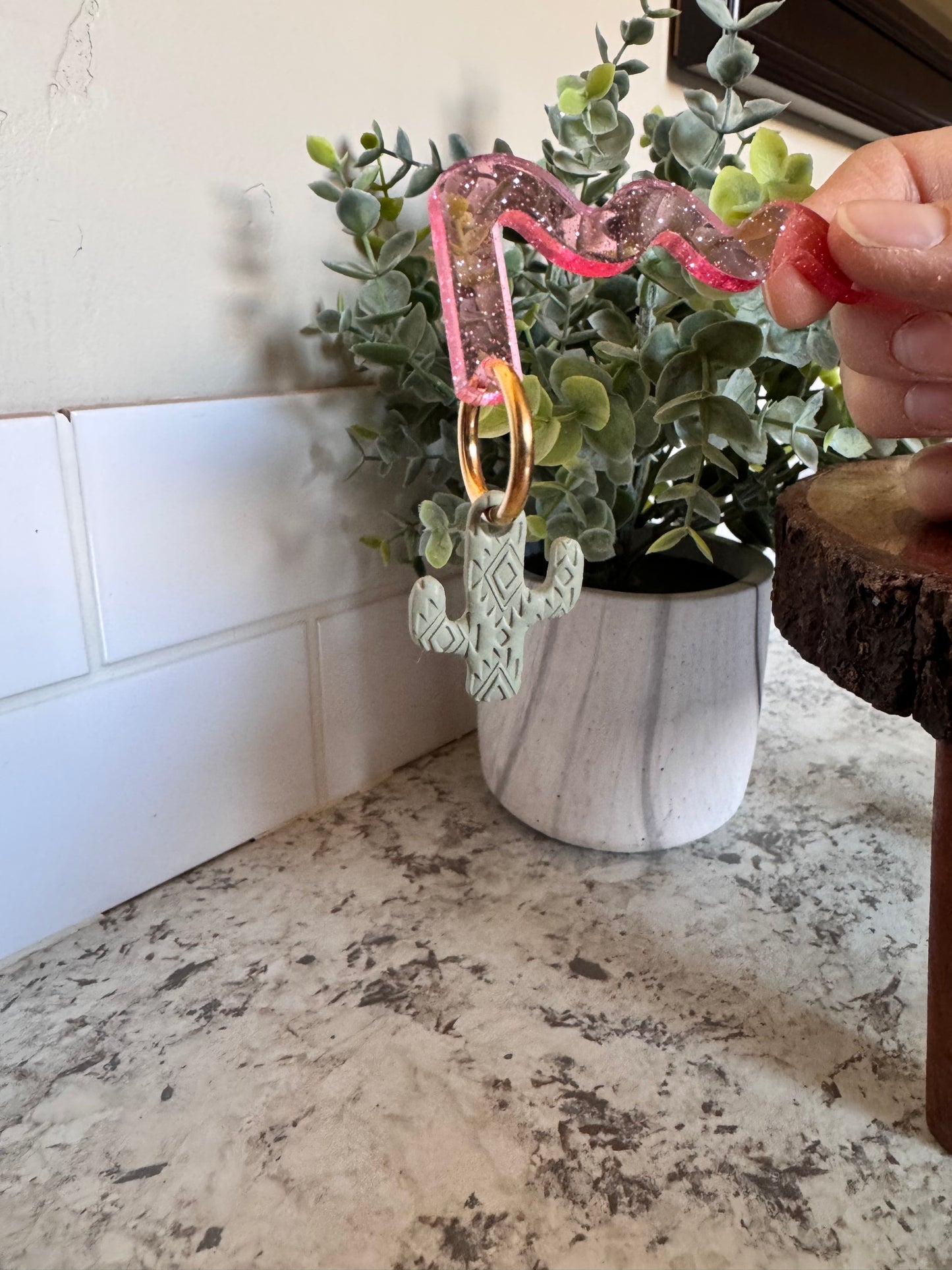 Cactus Lever Back Hoop Charms