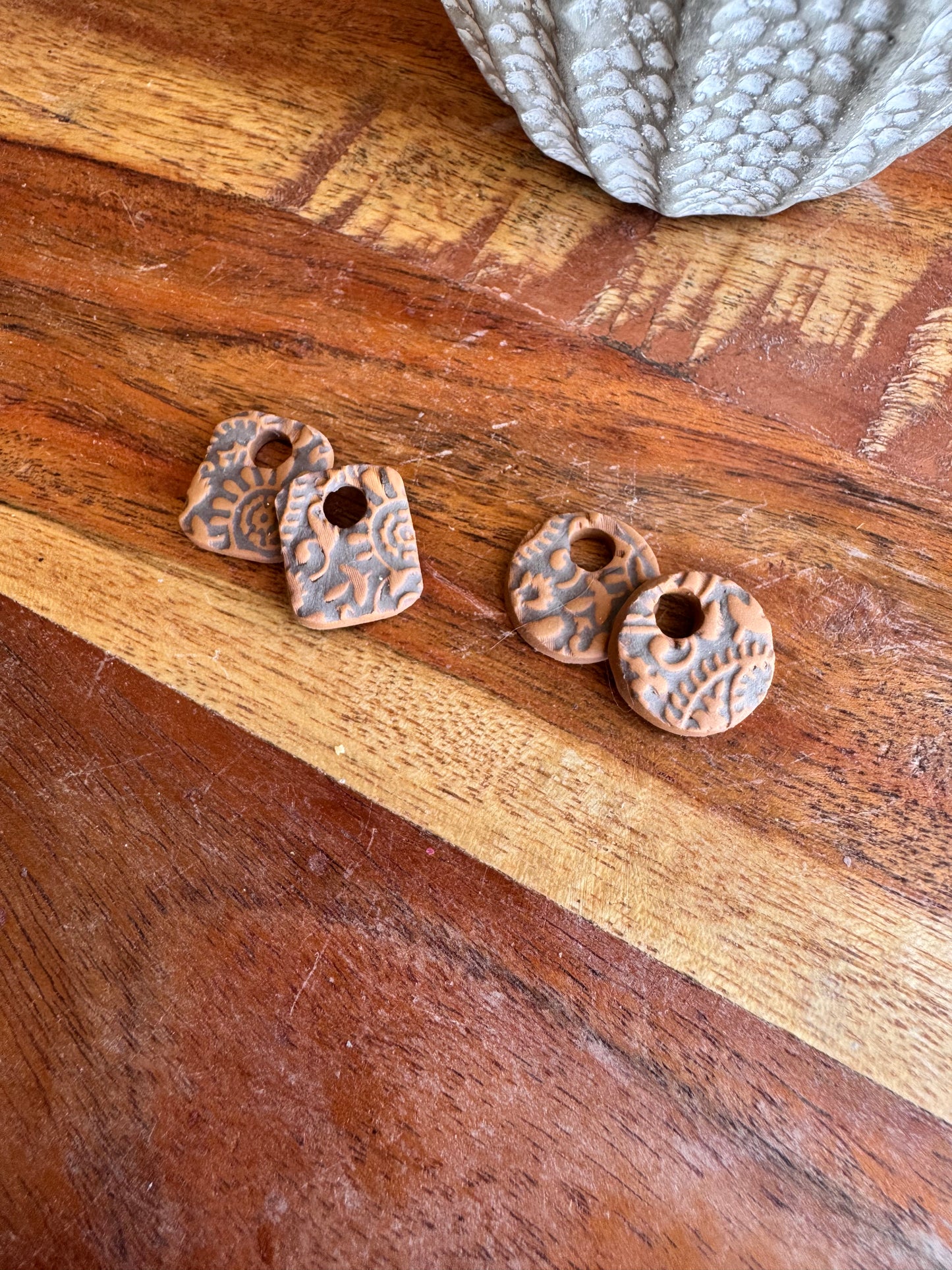 Tooled Leather Style Leverback Charms
