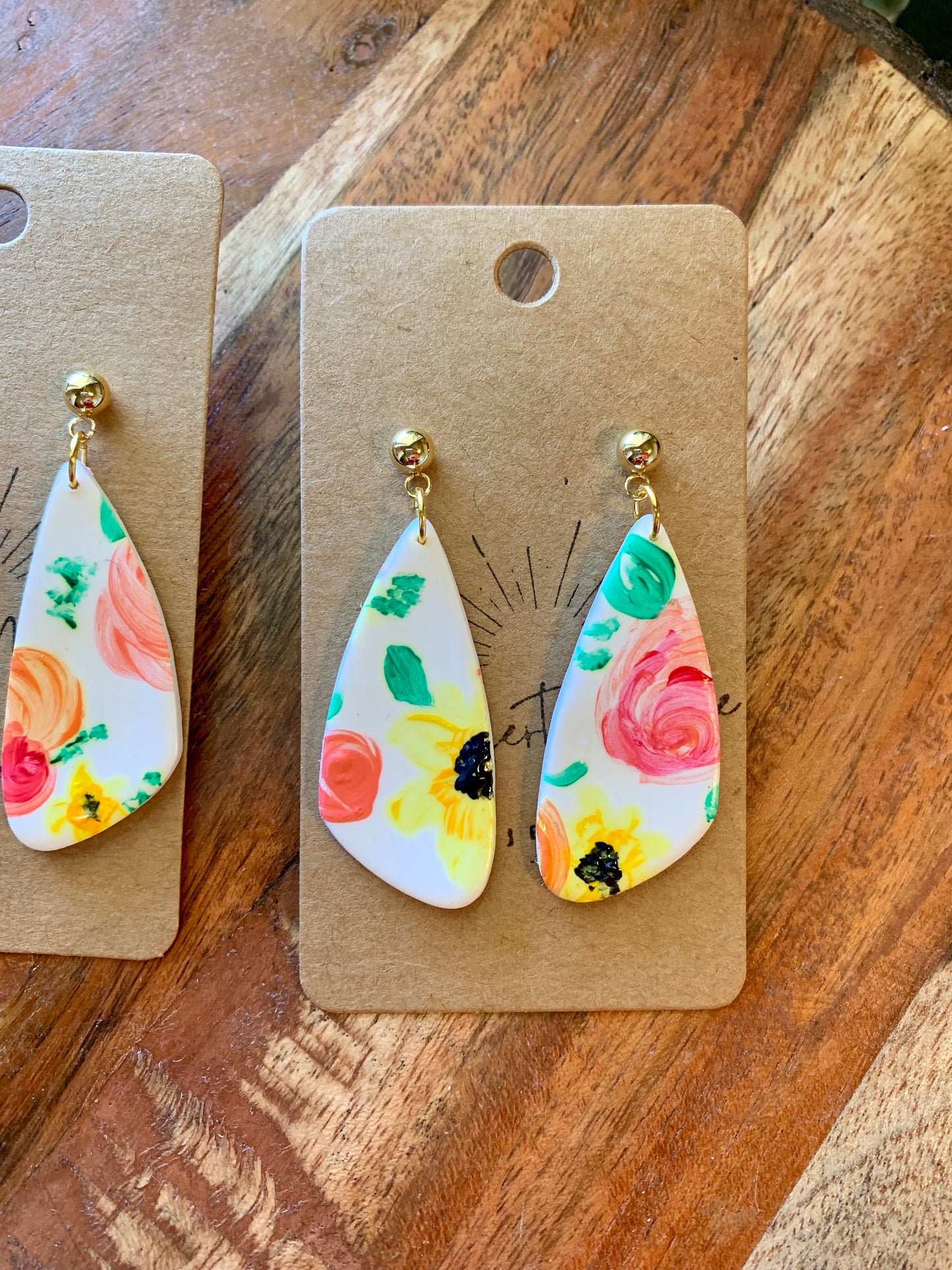 Hand Painted Fall Floral Earrings