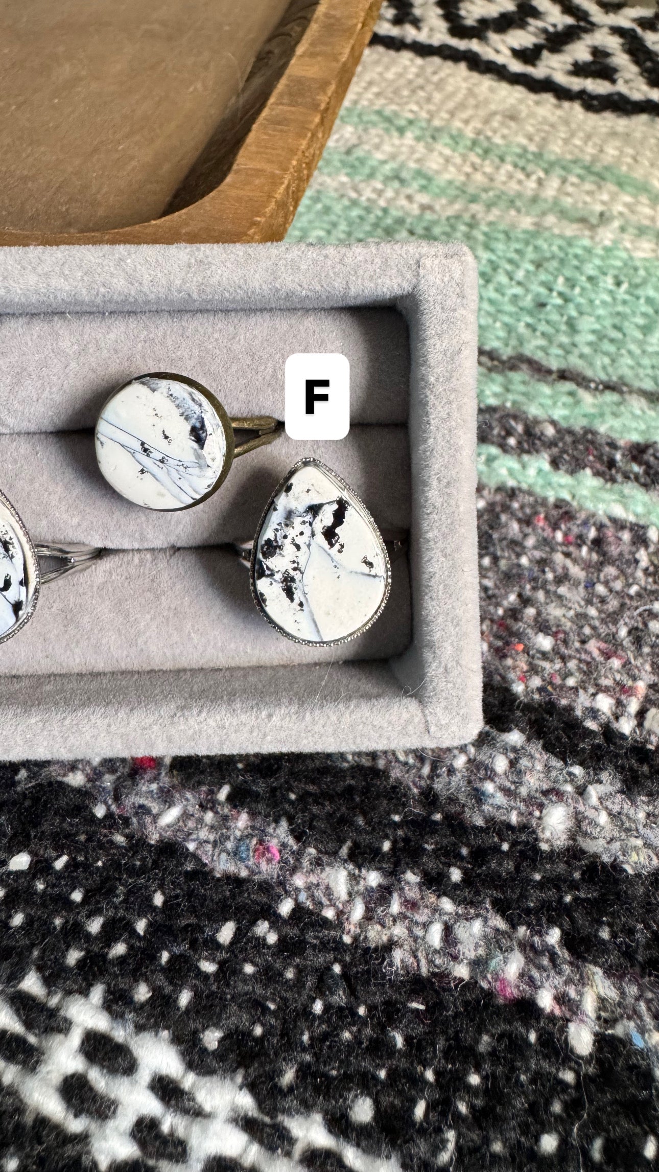 Faux White Buffalo Adjustable Rings