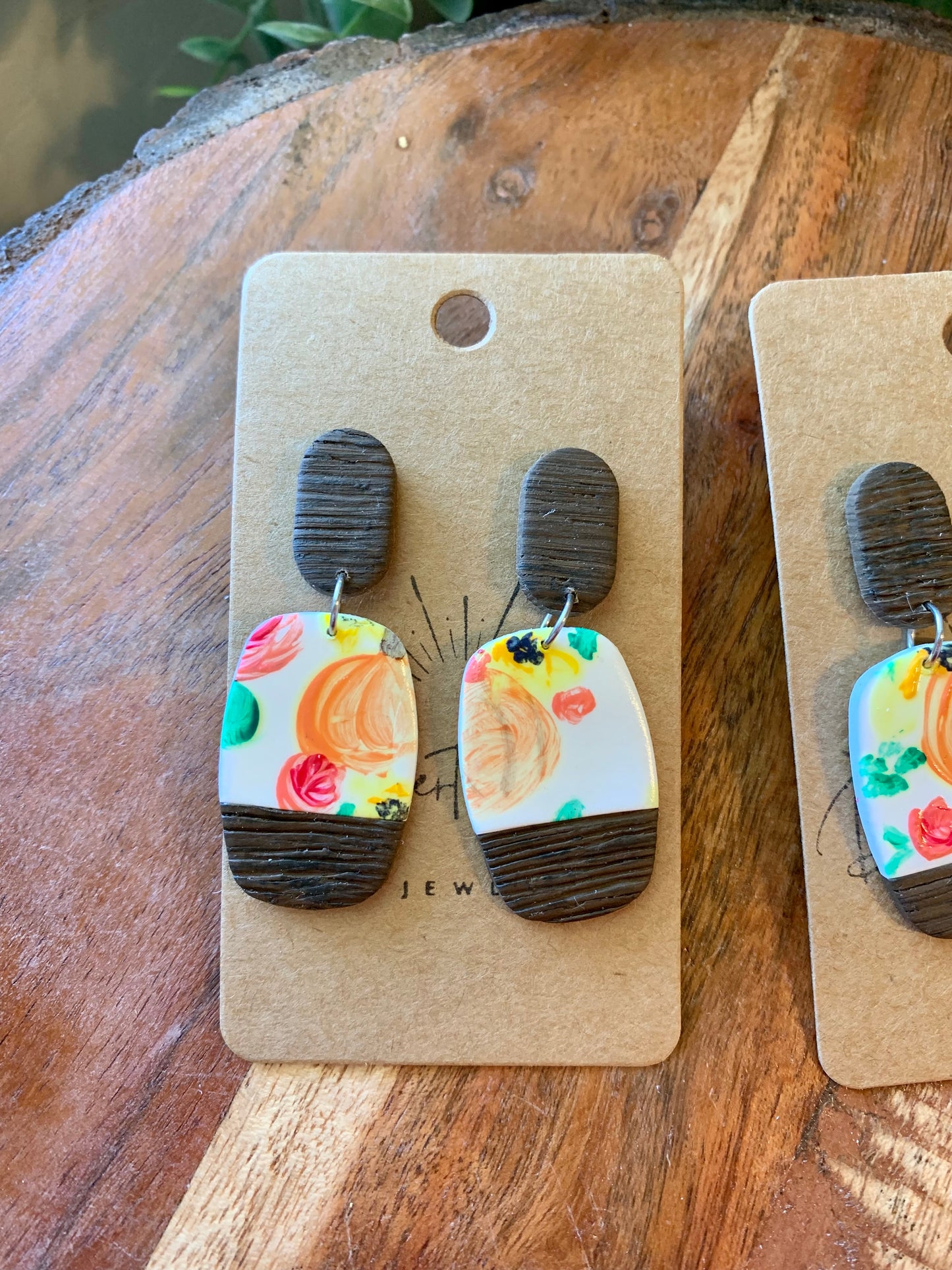 Hand Painted Fall Floral Earrings