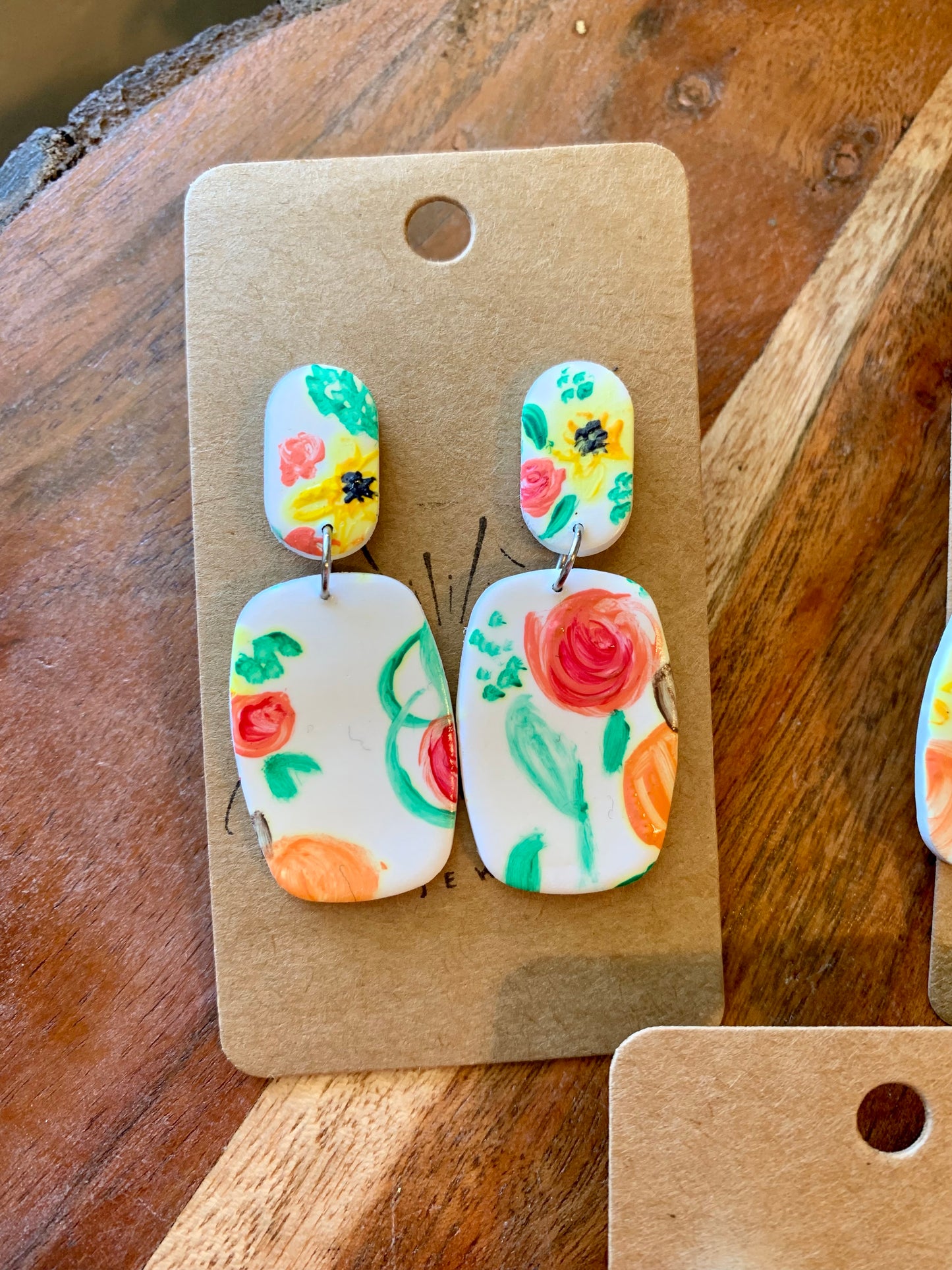 Hand Painted Fall Floral Earrings
