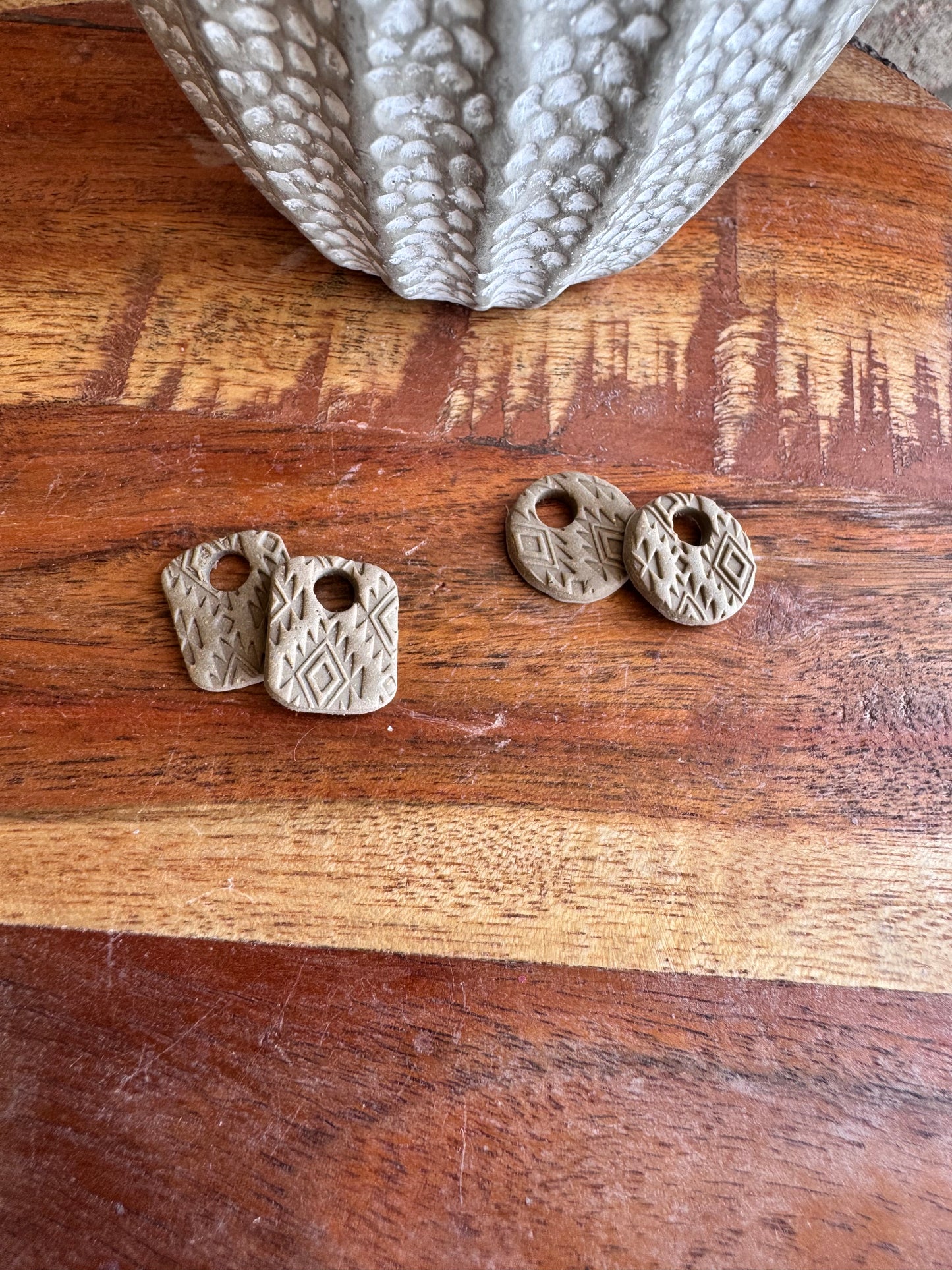 Aztec Textured Lever Back Hoop Charms