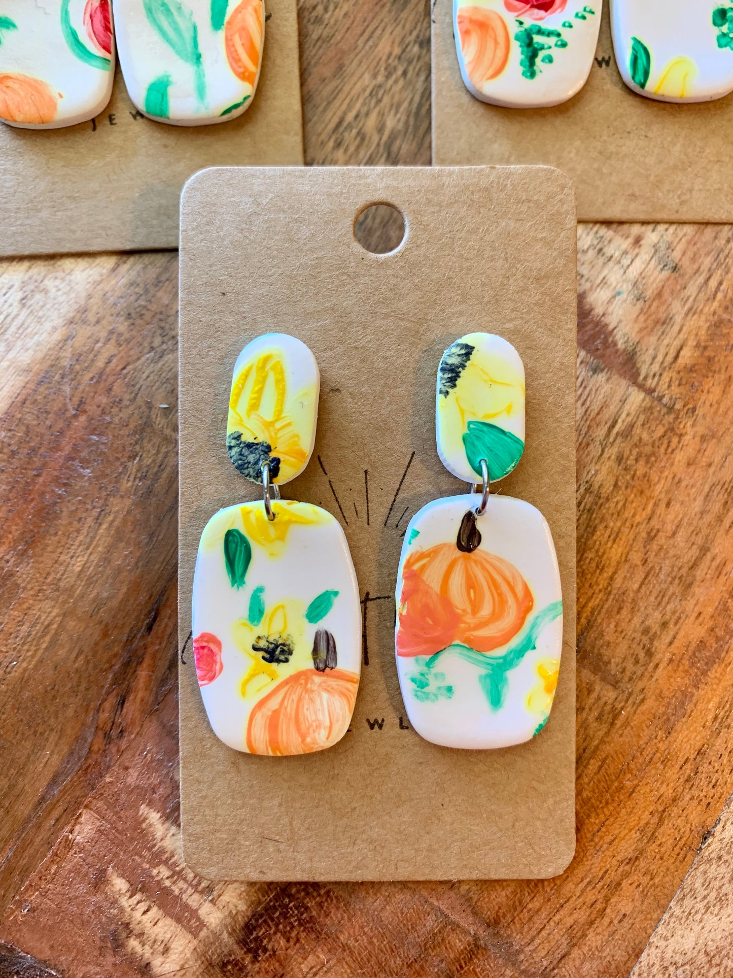 Hand Painted Fall Floral Earrings