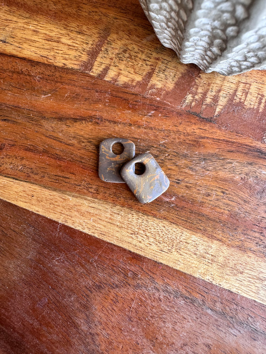 Brown & Orange Marble Lever Back Hoop Charms