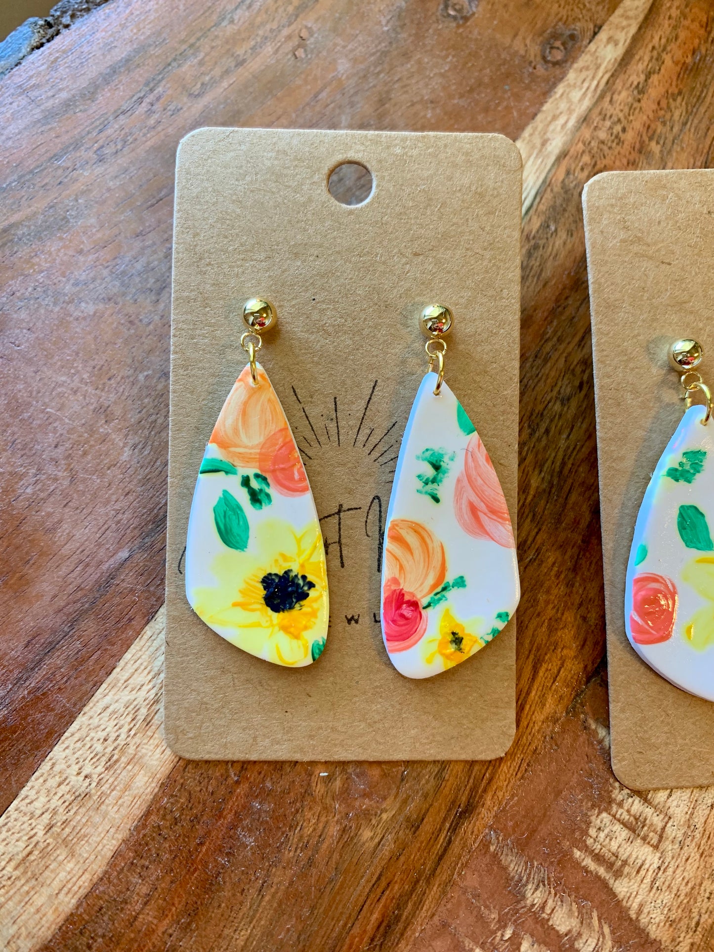 Hand Painted Fall Floral Earrings
