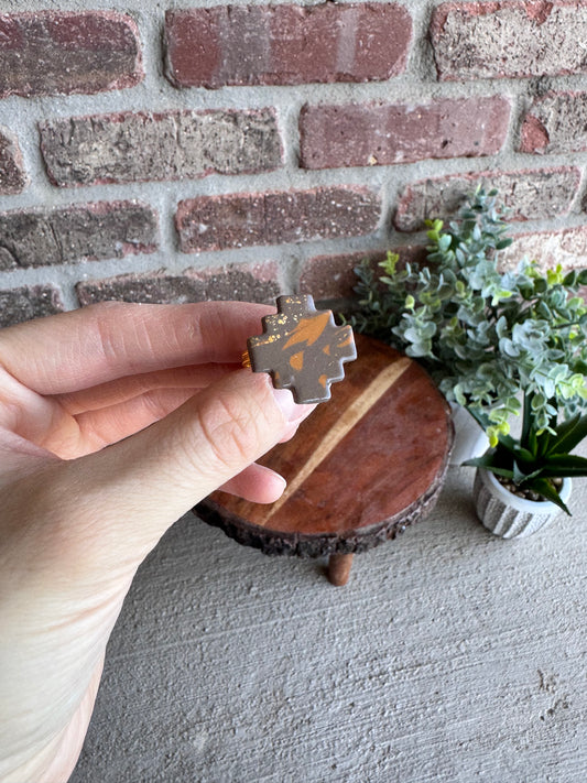 Rustic Marbled Adjustable Ring