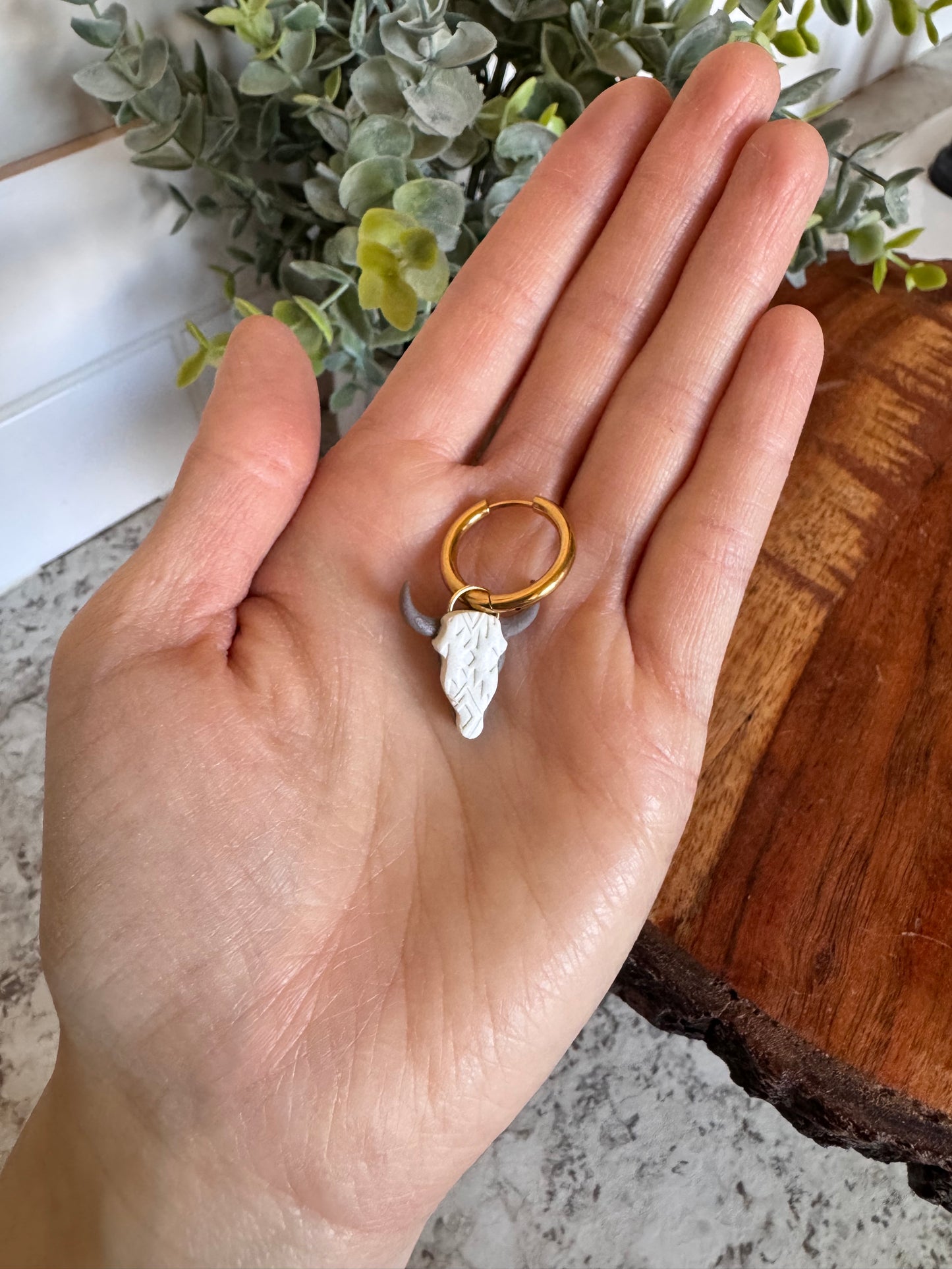 Longhorn Lever Back Hoop Charms