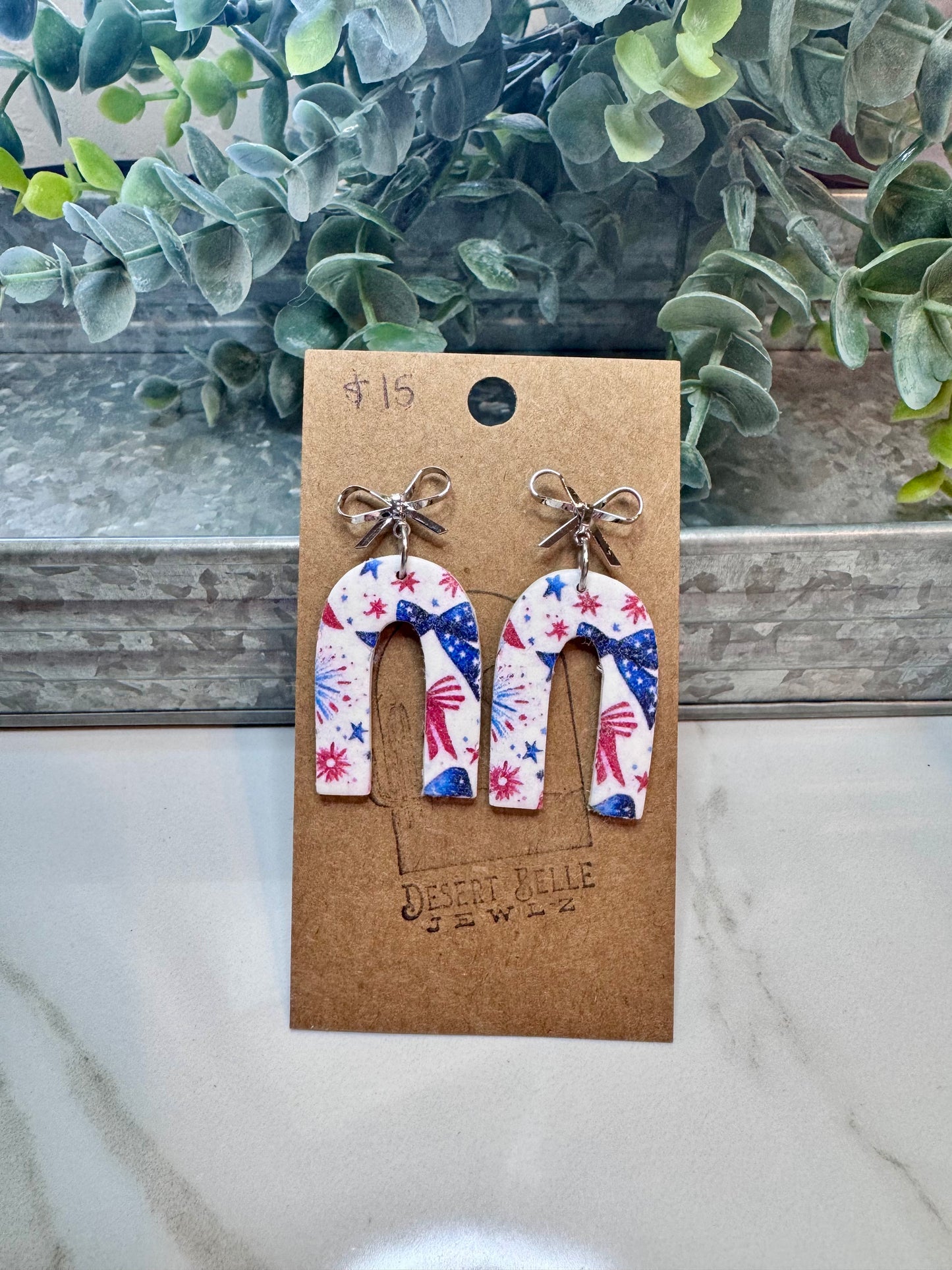 Patriotic Bow Print Earrings