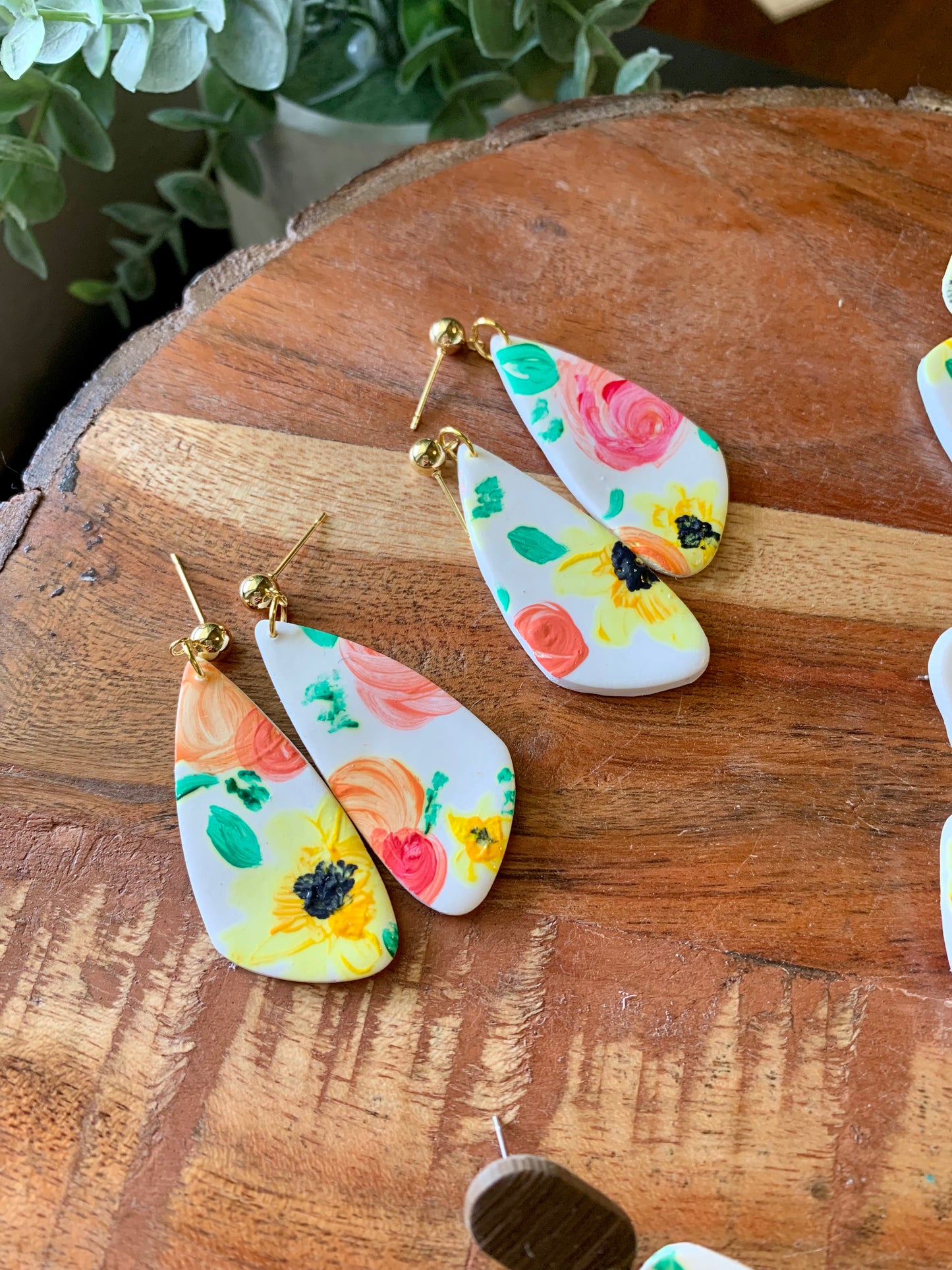 Hand Painted Fall Floral Earrings