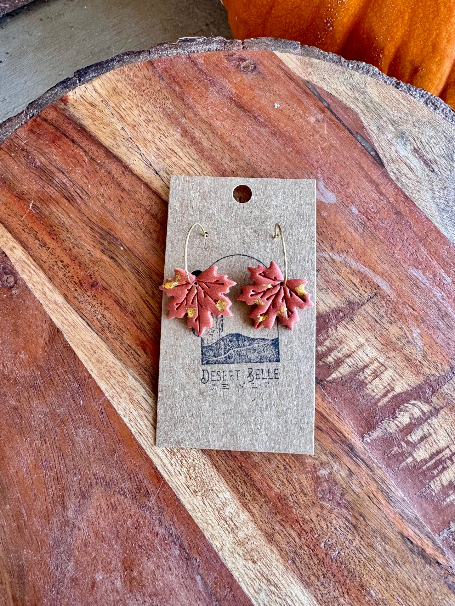 Gold Flake Leaf Hoops