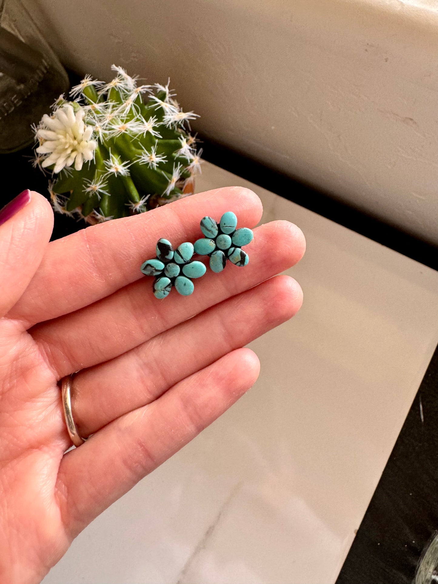 Faux Stone Blossom Studs