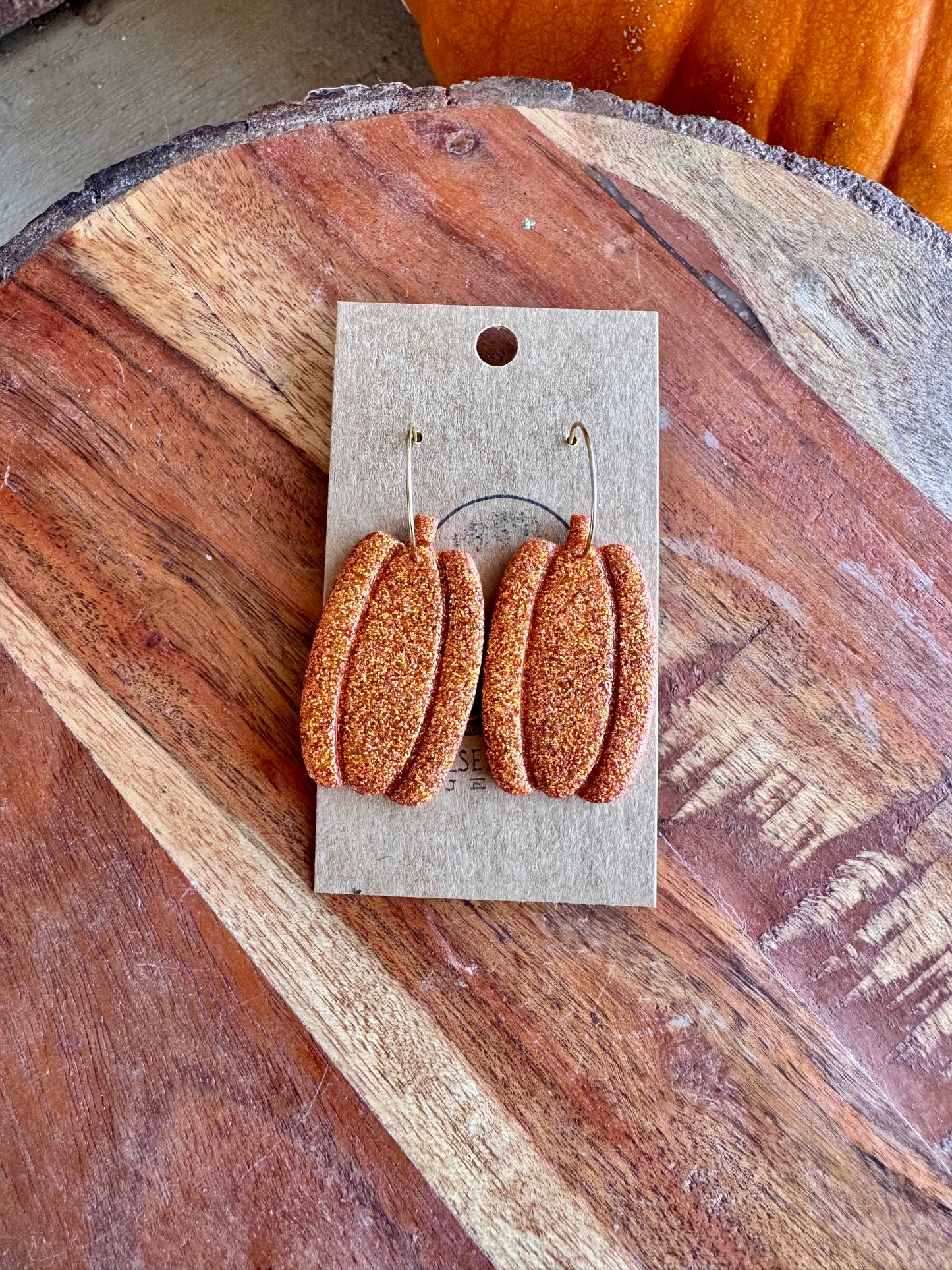 Glittery Tall Pumpkin Hoops