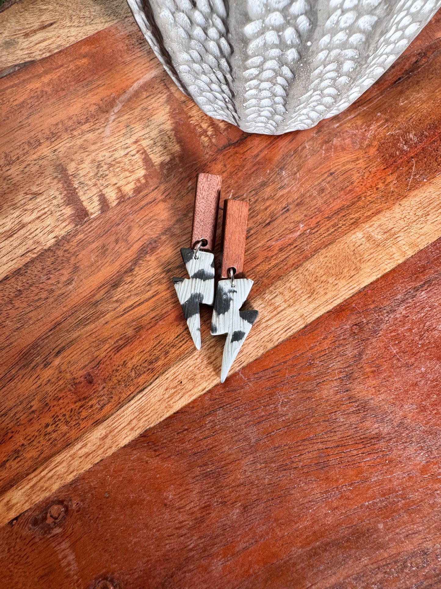 Cow Print Bolt Dangles