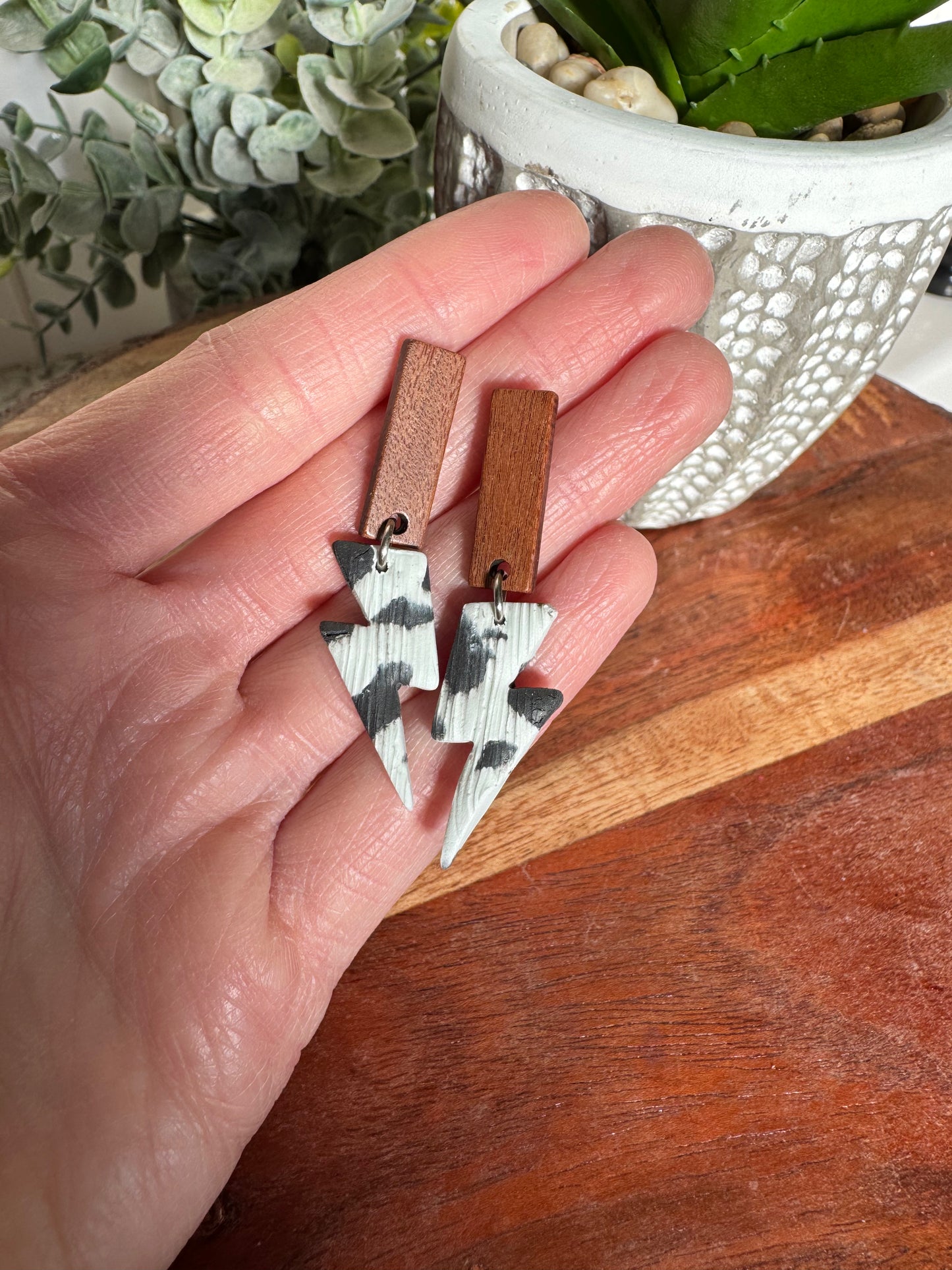 Cow Print Bolt Dangles