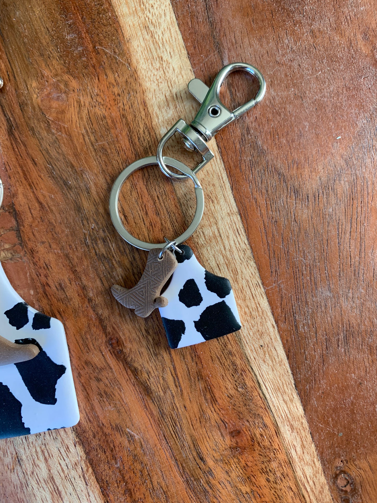 Cow Tag + Boot Keychain