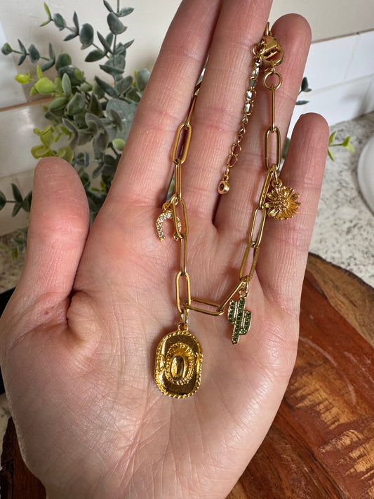 Gold Cowgirl Charm Bracelet