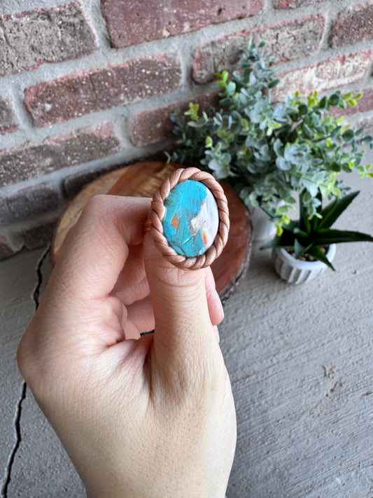 Clay Marbled Turquoise Adjustable Rings