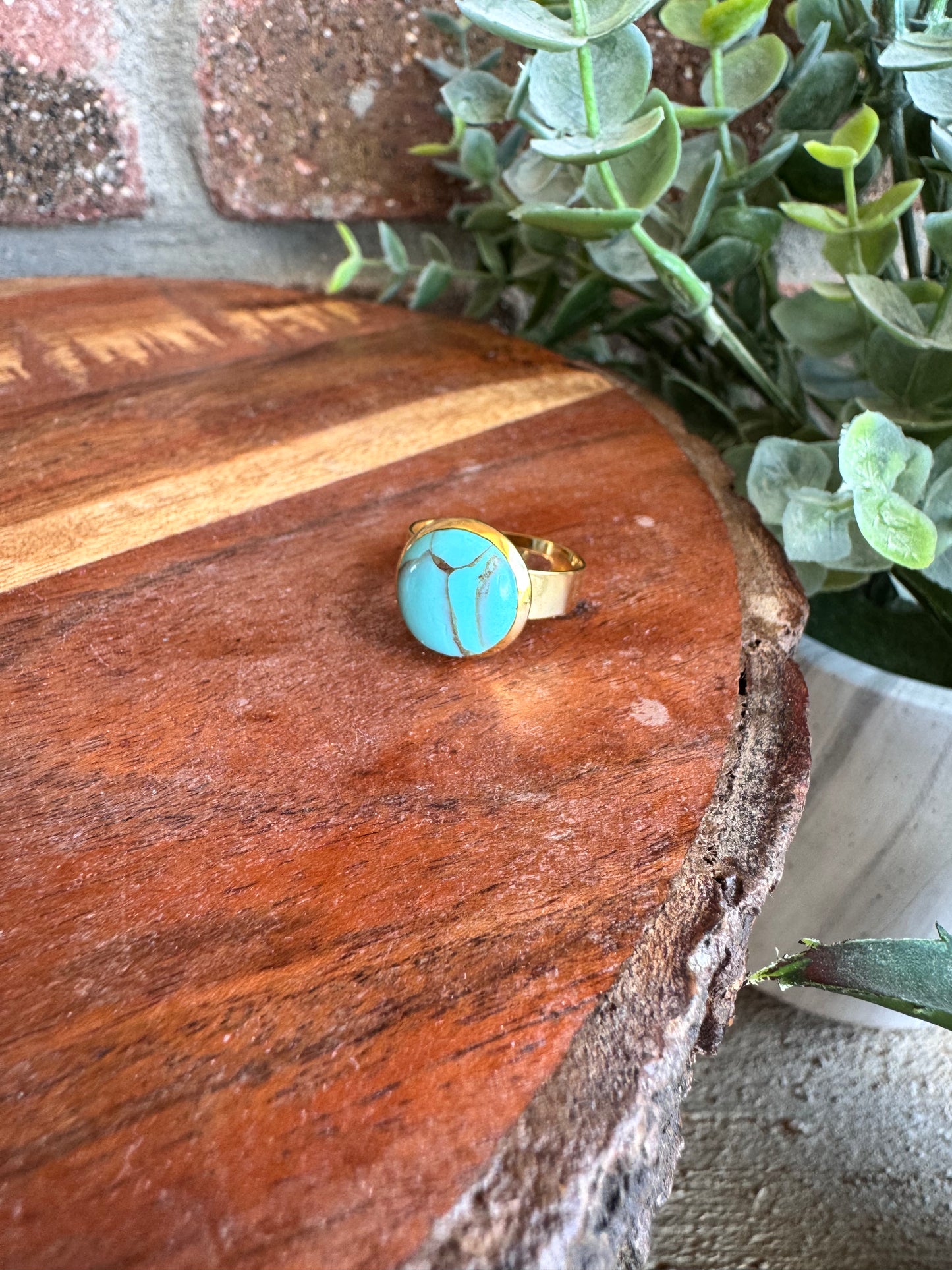 Clay Turquoise Gold Ring