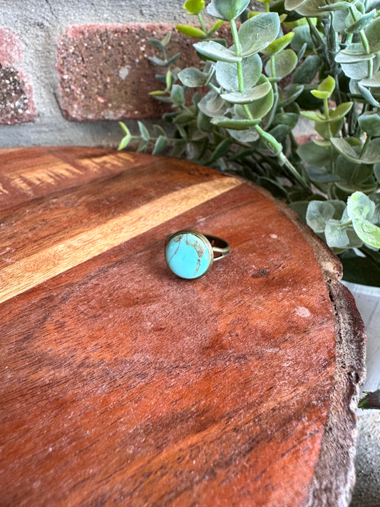 Clay Turquoise Antique Bronze Ring