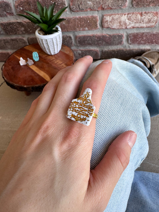 Boot Stitch Cow Tag Ring