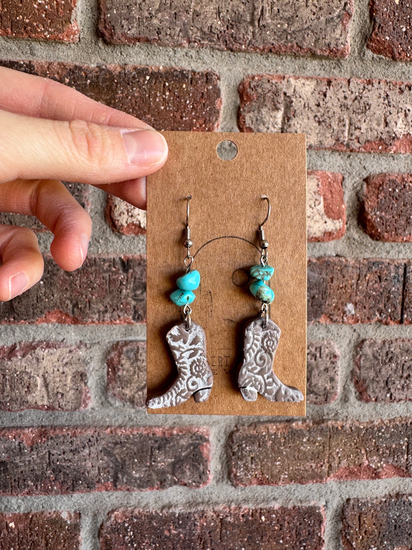 Distressed Cowgirl Boot Earrings