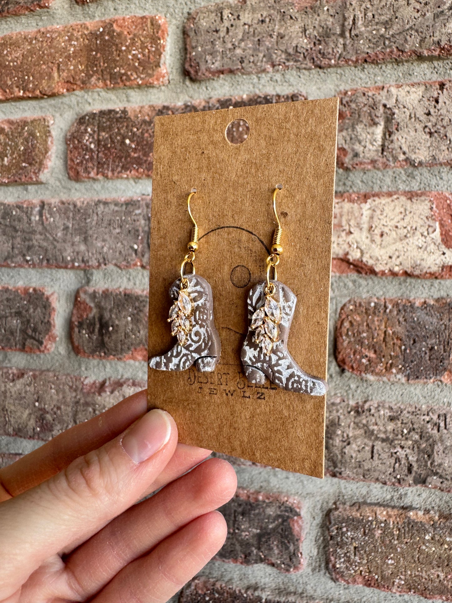 Distressed Cowgirl Boot Earrings
