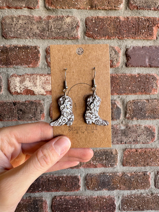 Distressed Cowgirl Boot Earrings