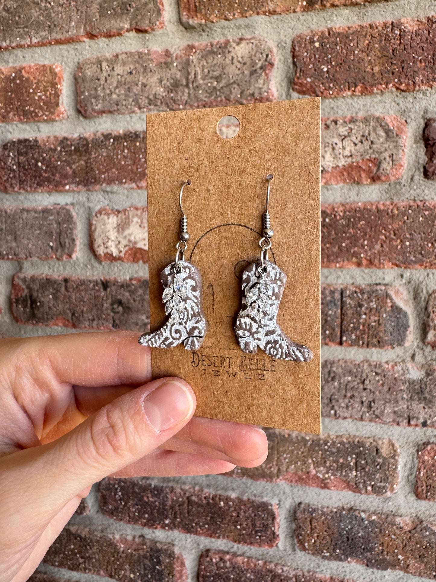 Distressed Cowgirl Boot Earrings