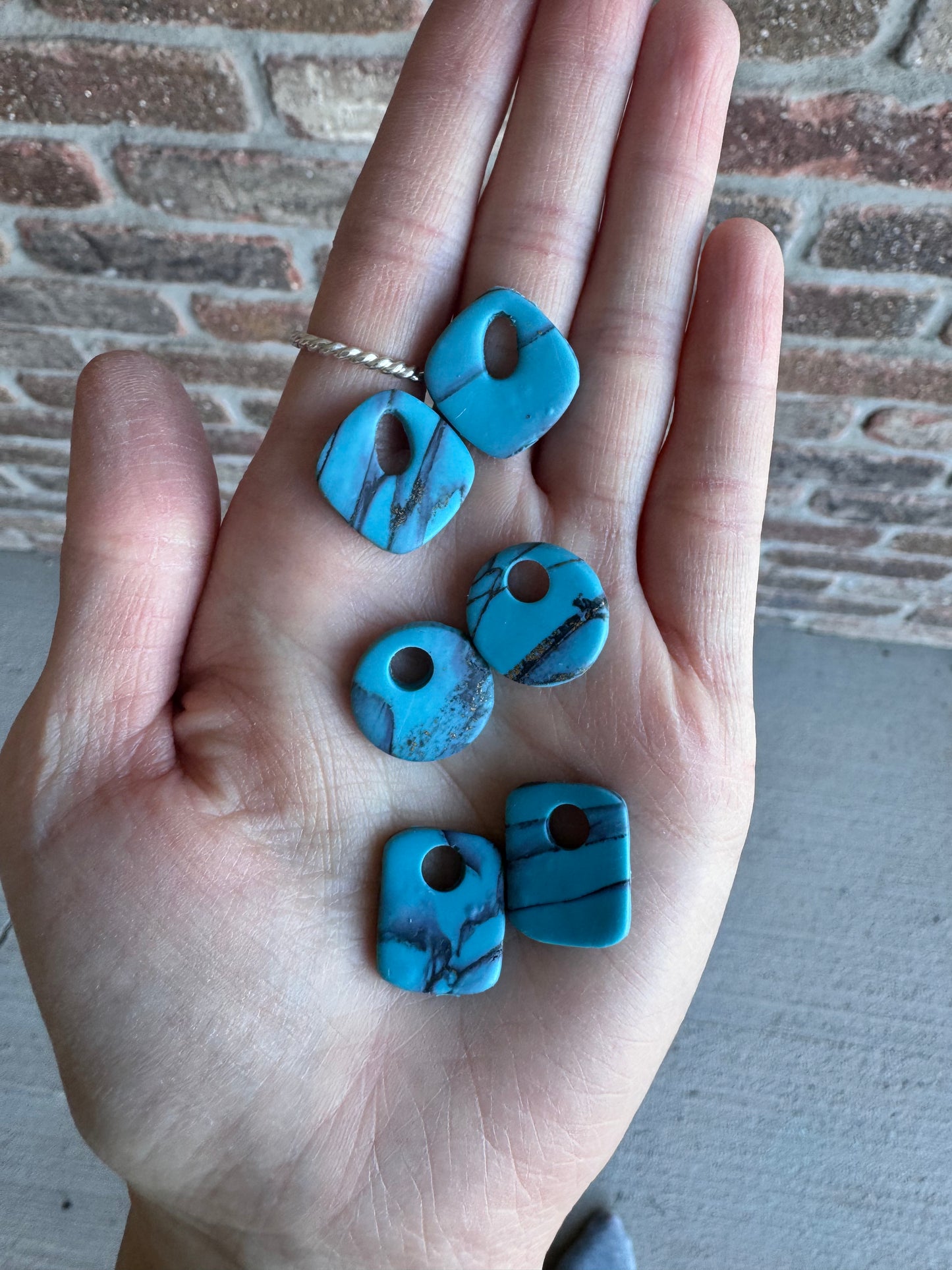 Clay Turquoise Lever Back Hoop Charms
