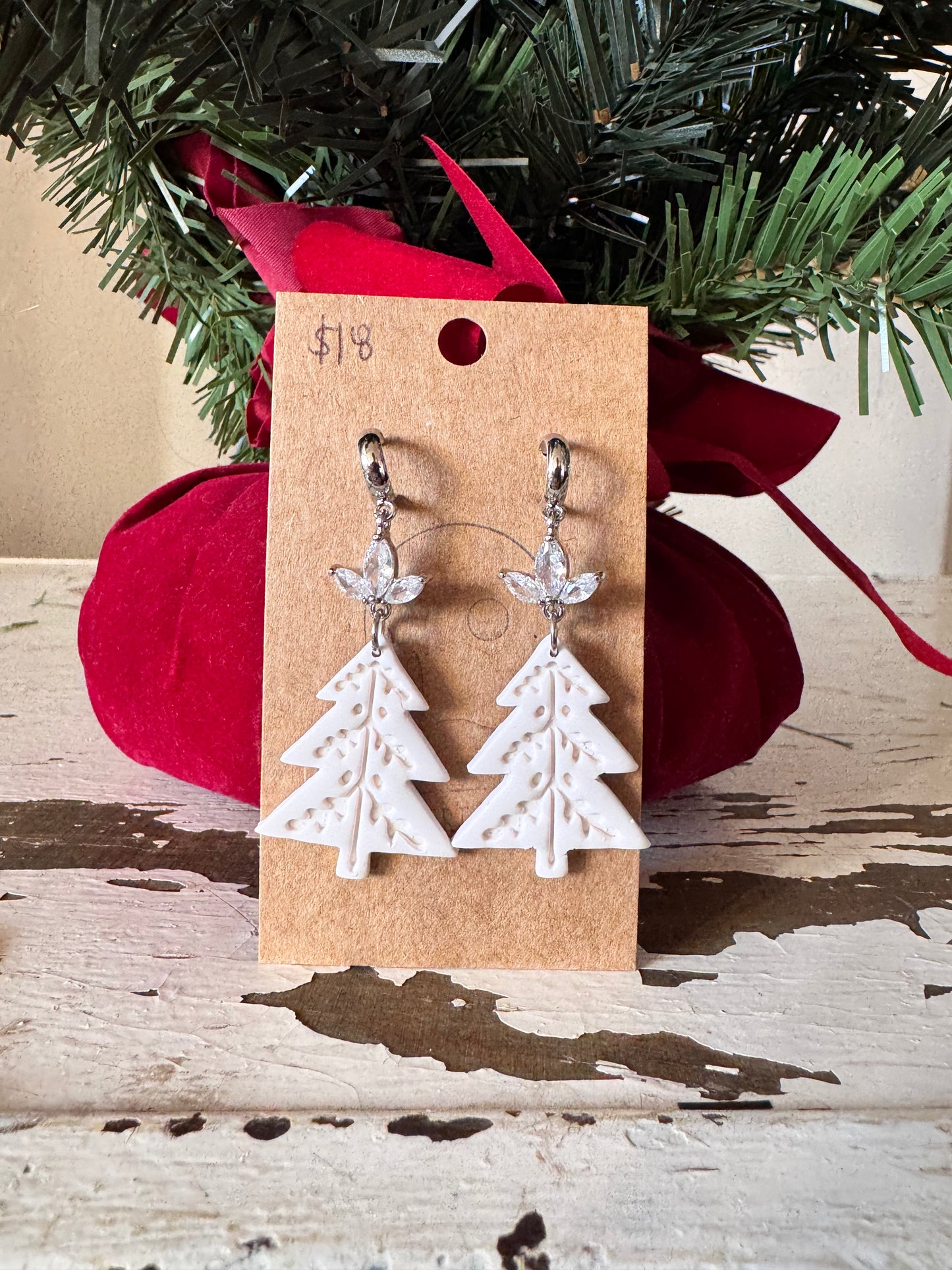 CZ Charm Scandinavian Christmas Tree Earrings
