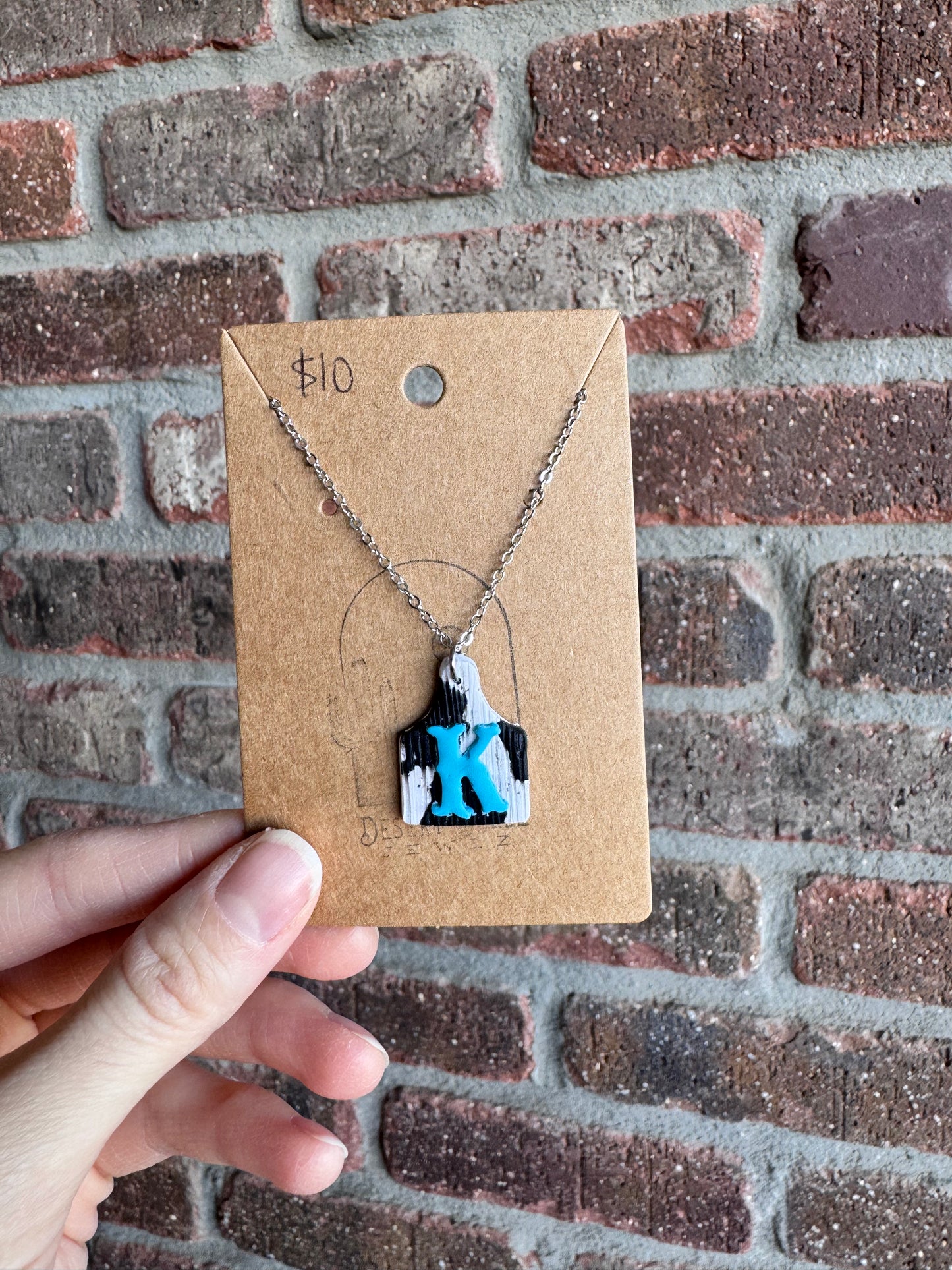 Custom Initial Cow Tag Necklace