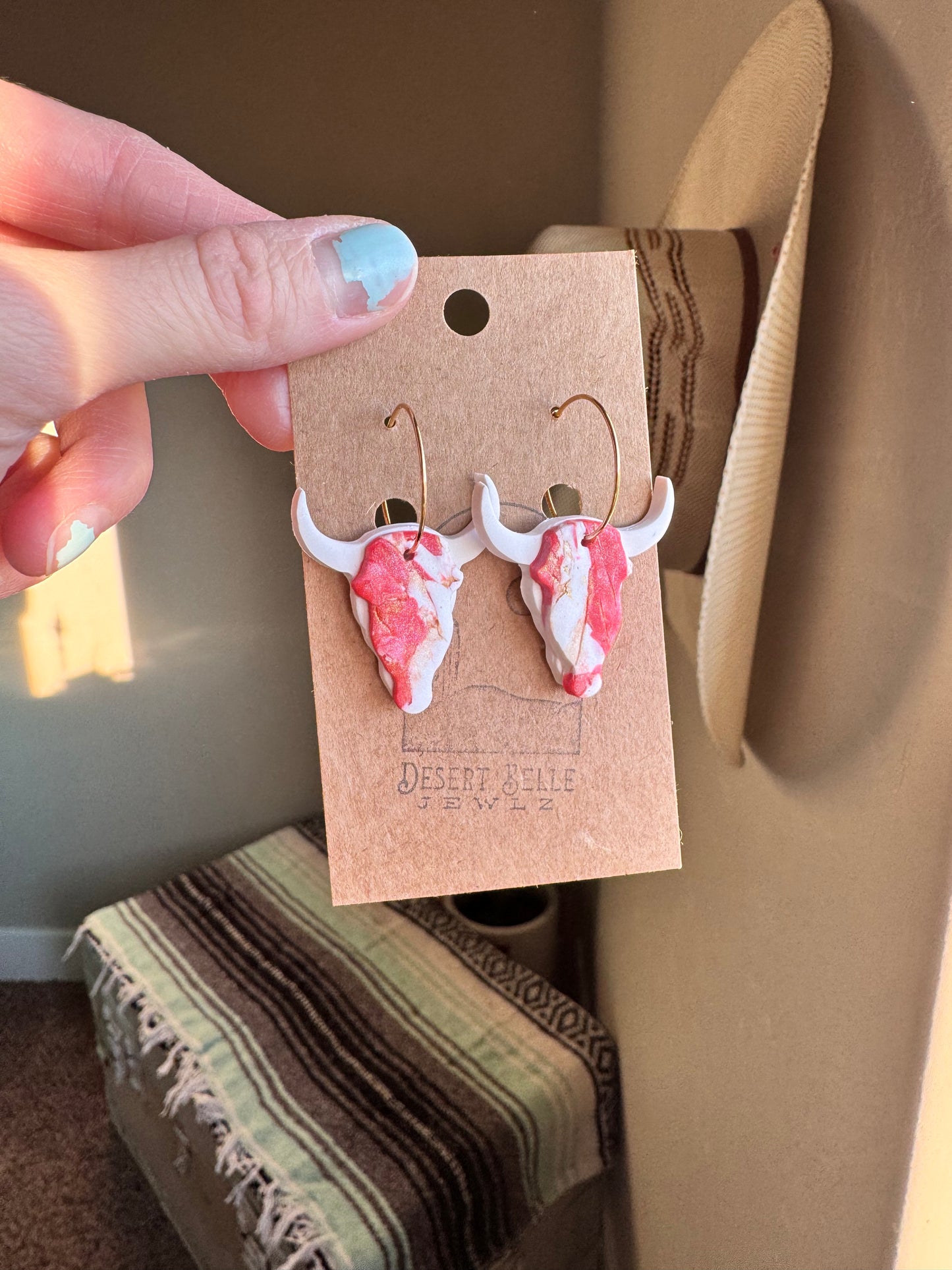 Raspberry Marble Mini Longhorn Lassie Hoops