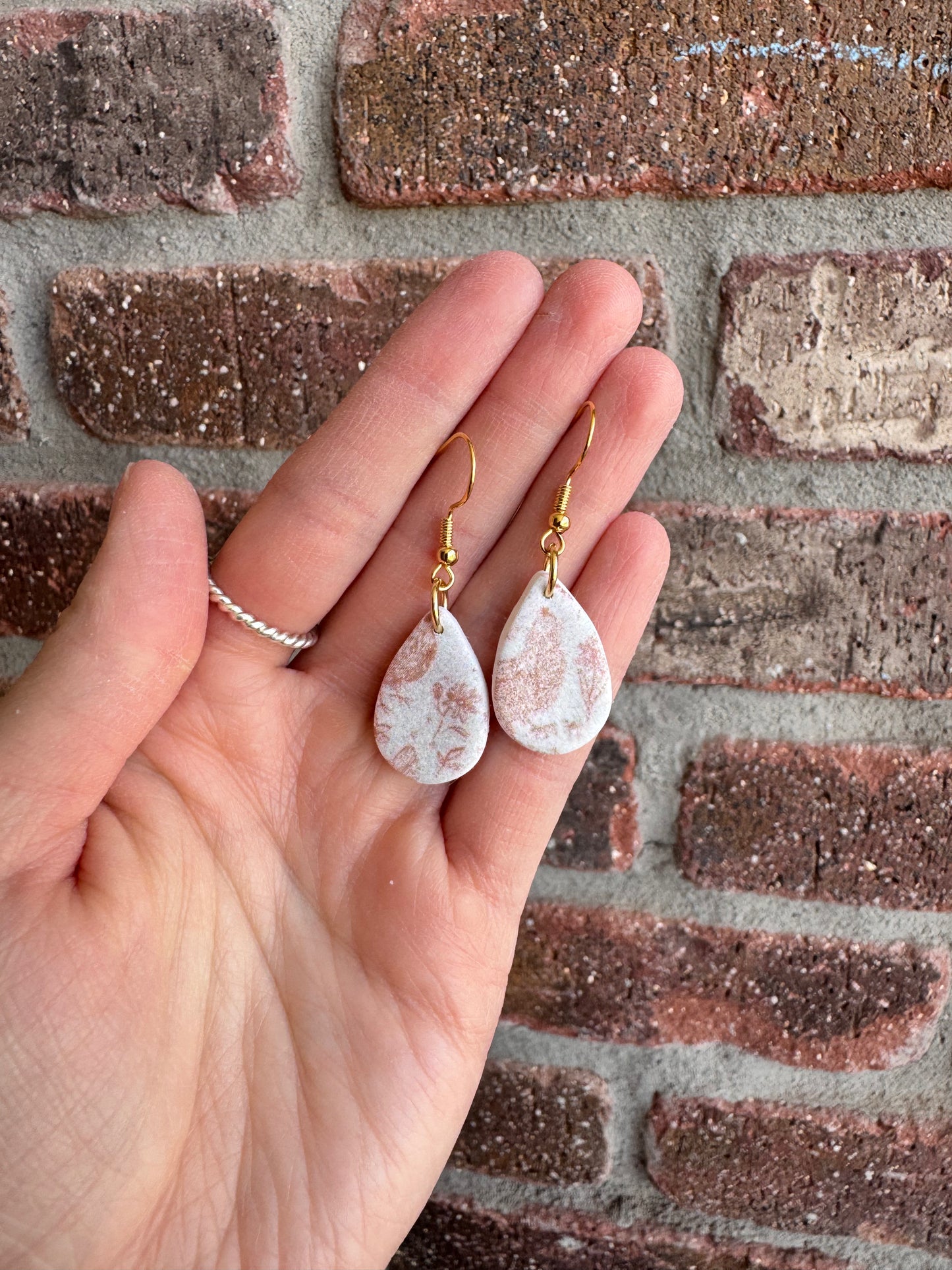 Neutral Watercolor Chicken Earrings