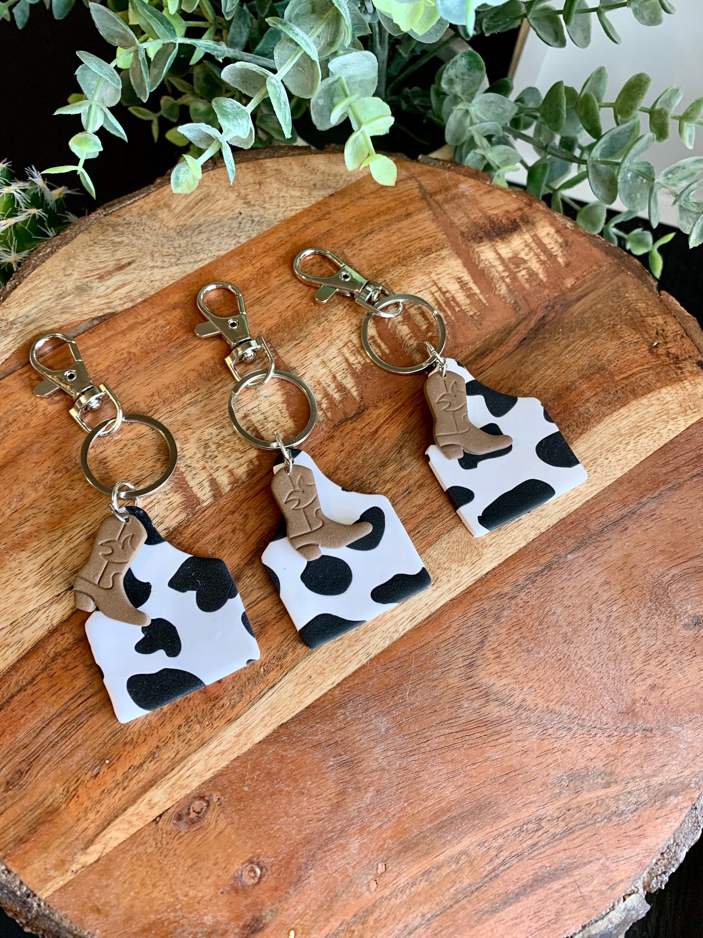 Cow Tag + Boot Keychain