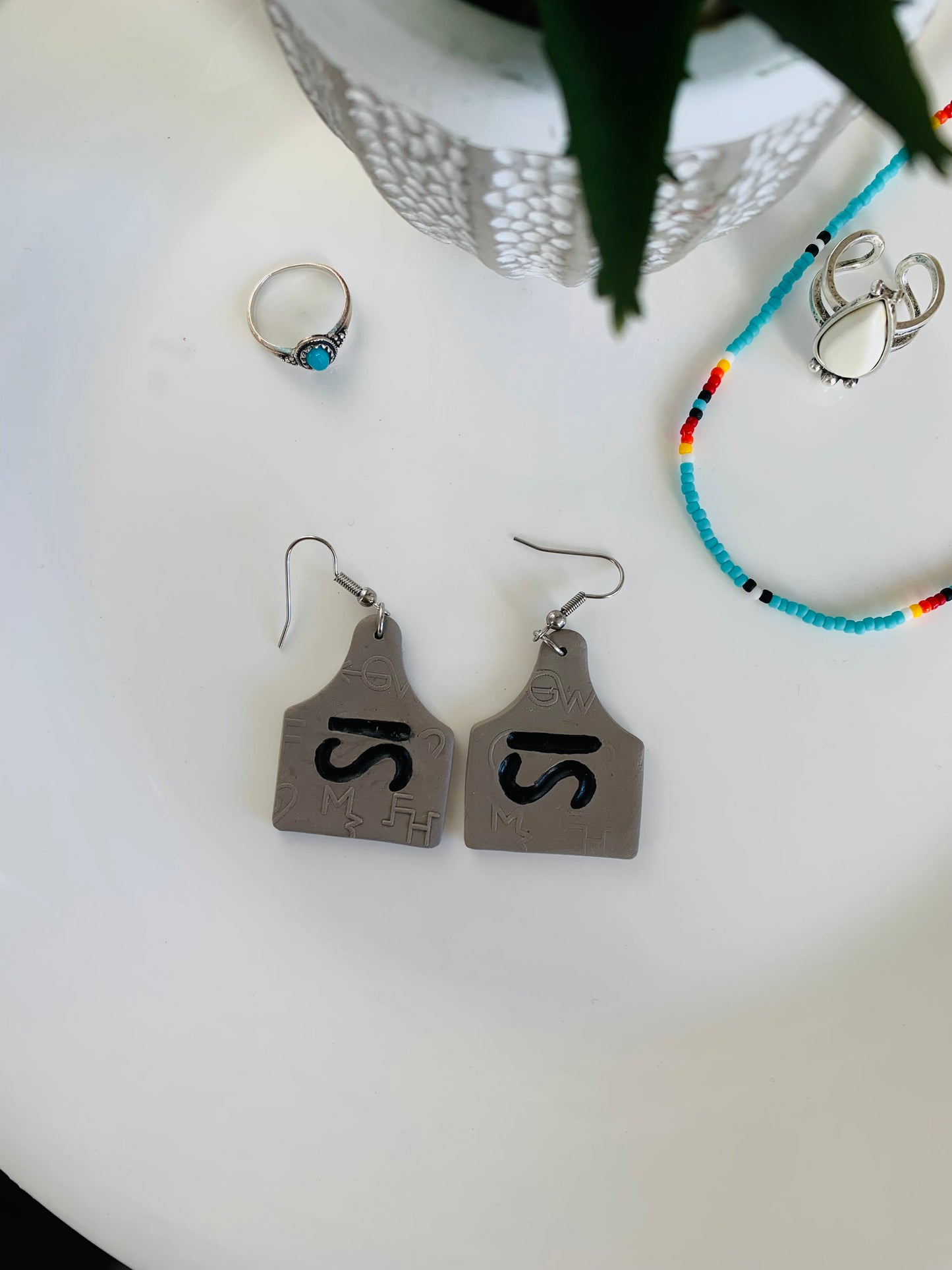 Custom Brand Cow Tag Earrings