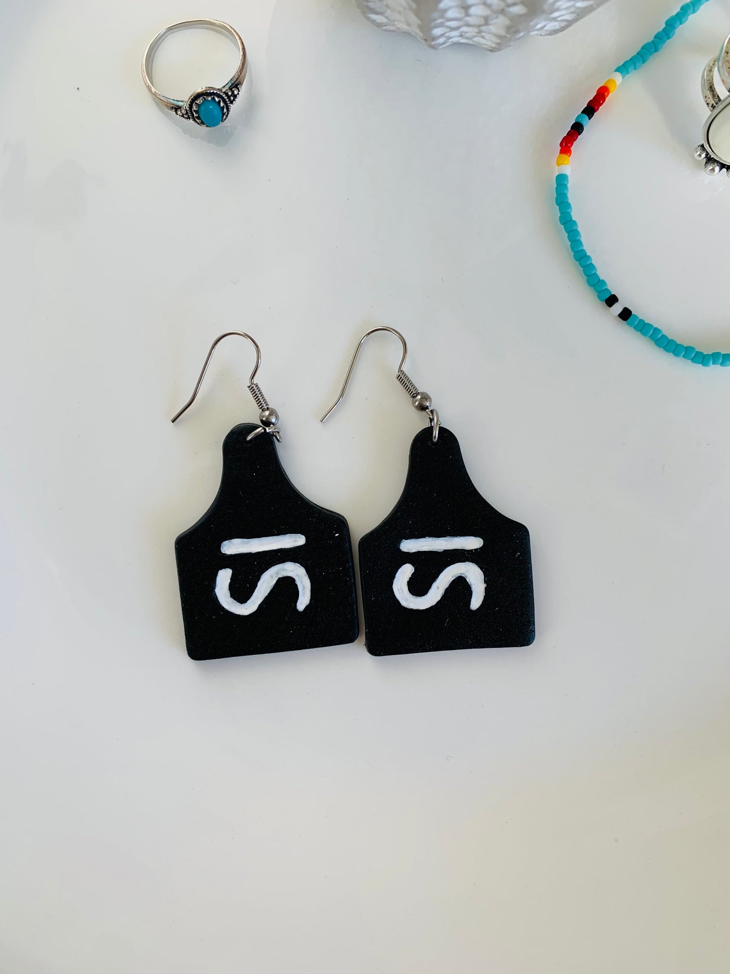 Custom Brand Cow Tag Earrings