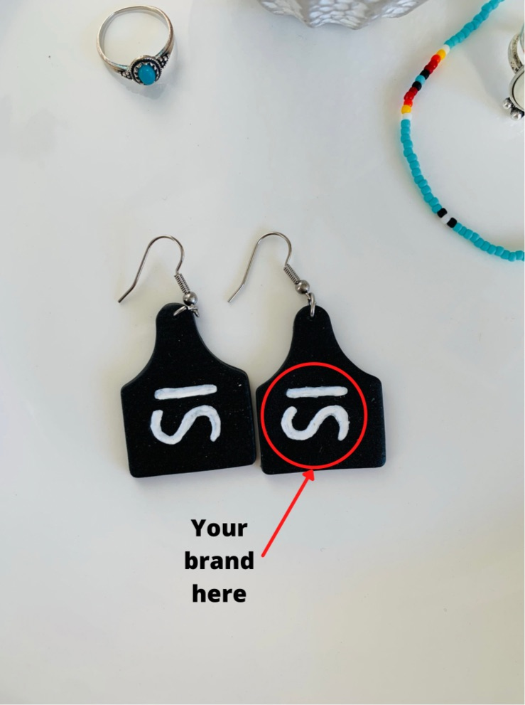 Custom Brand Cow Tag Earrings