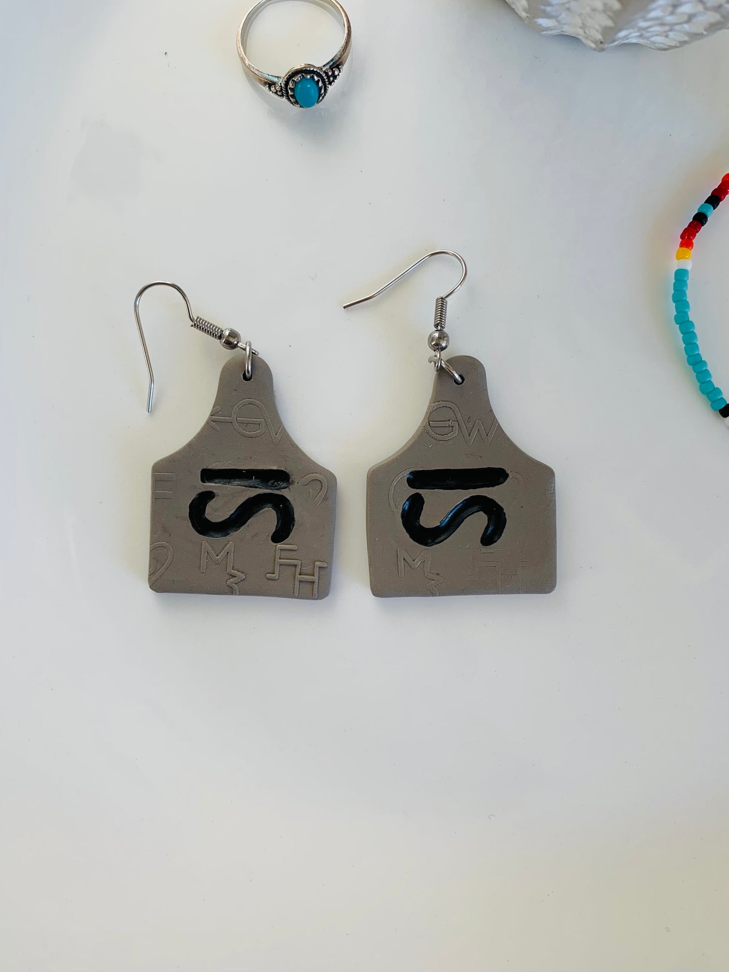Custom Brand Cow Tag Earrings