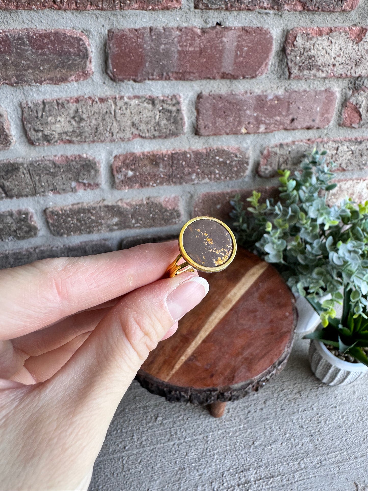 Rustic Marbled Adjustable Ring