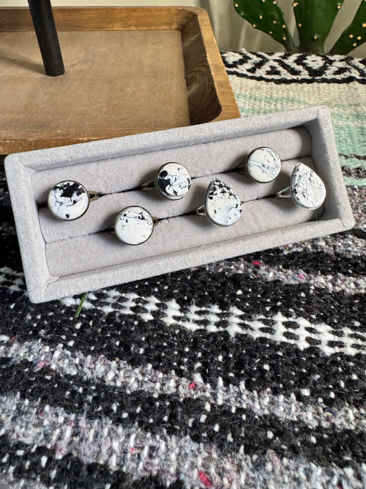 Faux White Buffalo Adjustable Rings