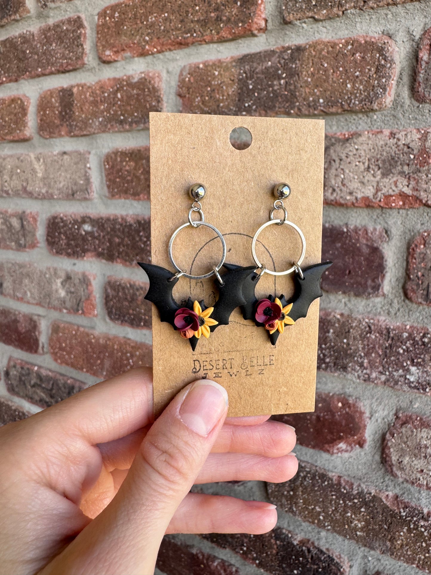 Floral Bat Earrings