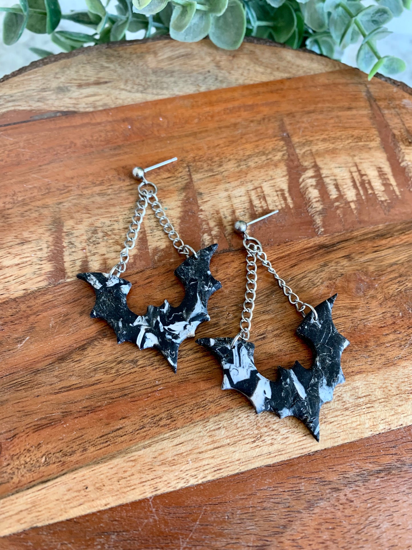 Marble Bat Earrings