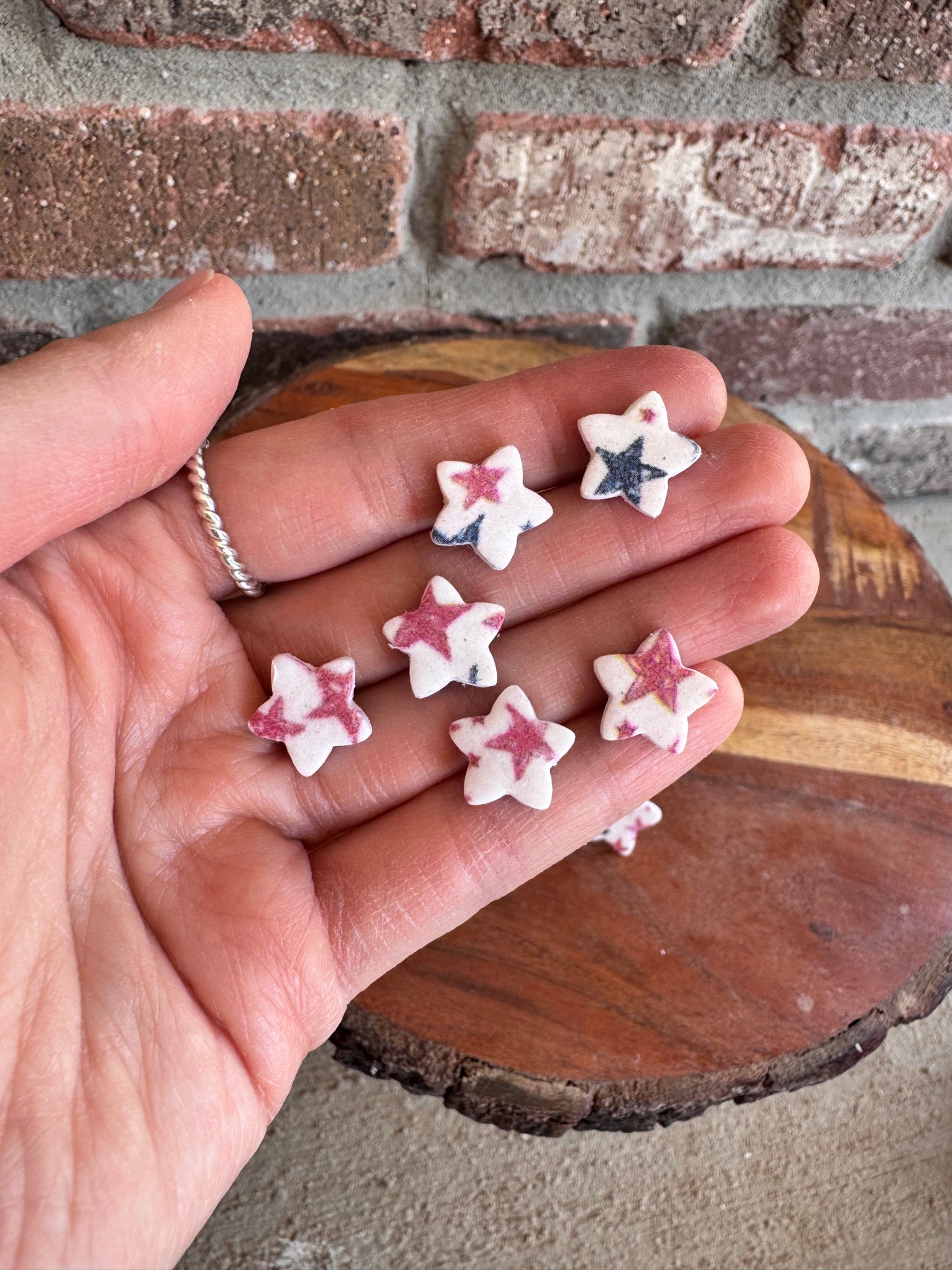 Red White & Blue Clay Earrings