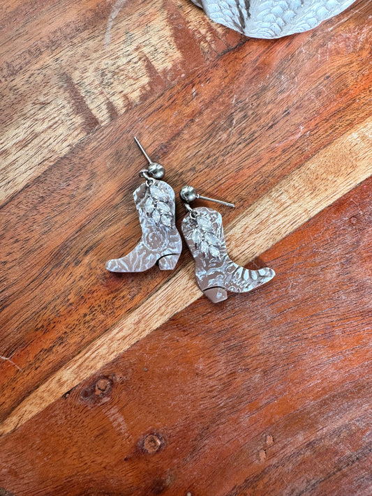 Distressed Cowgirl Boot Earrings