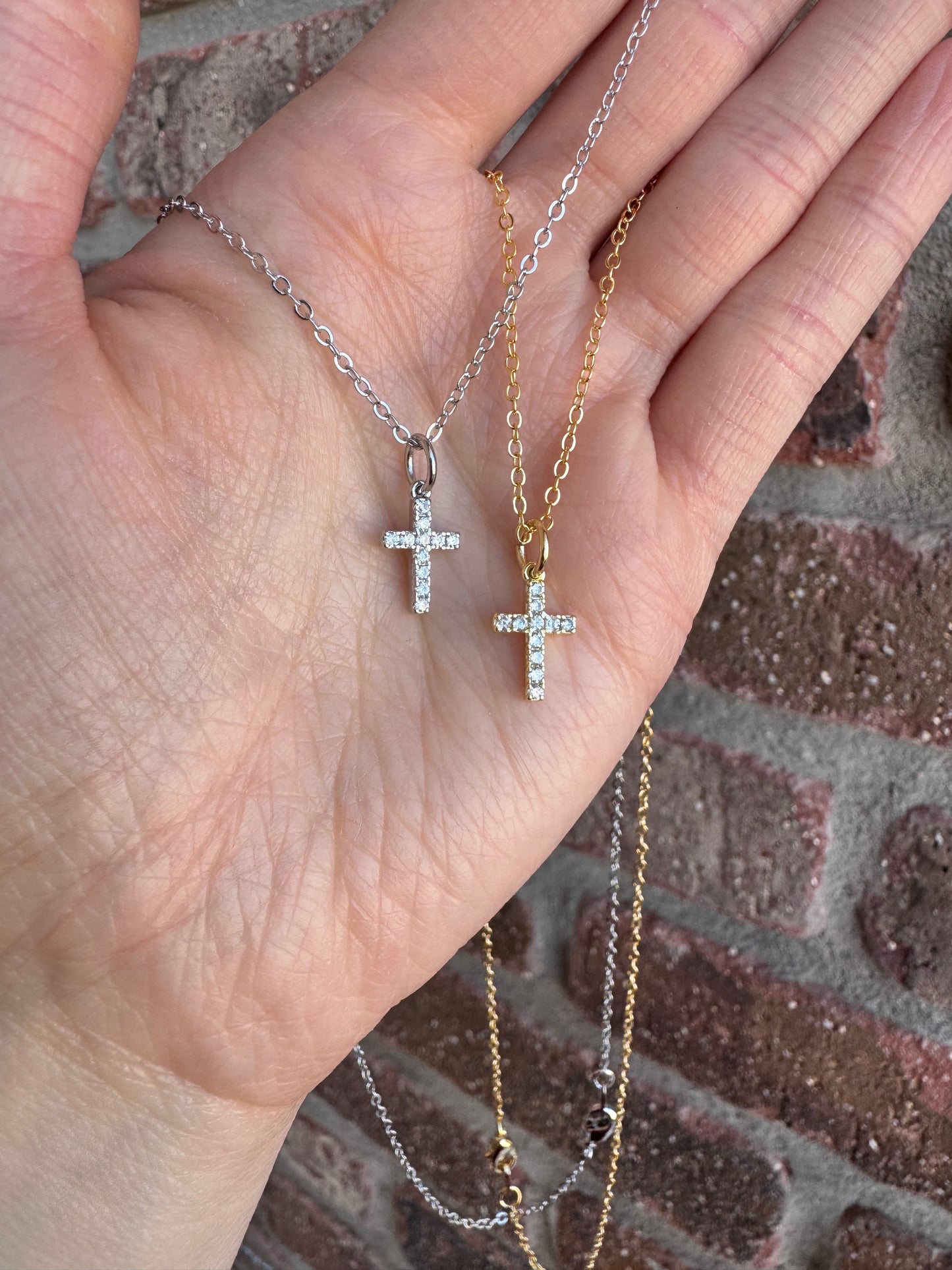 Zircon Pave Cross Necklace