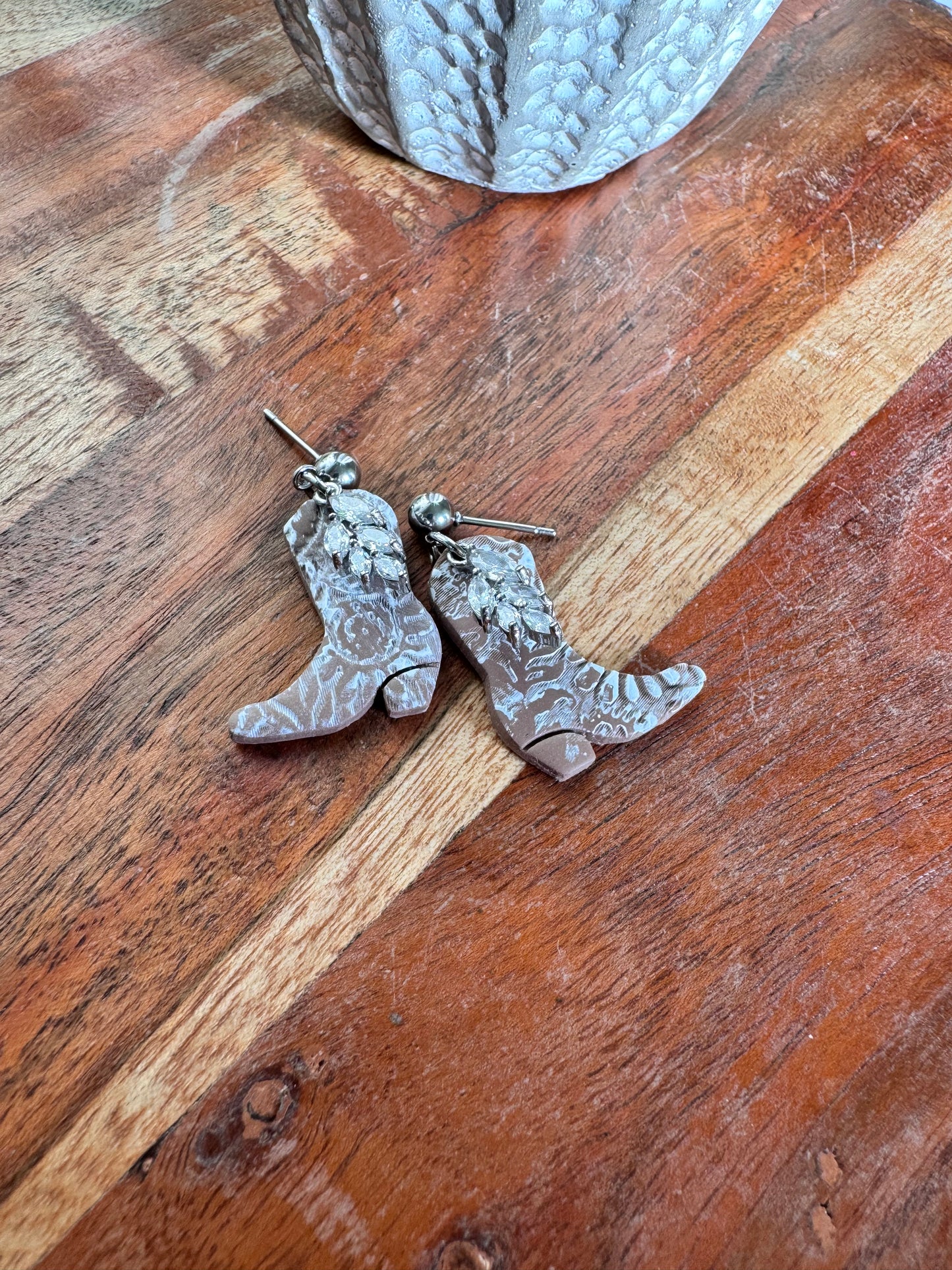 Distressed Cowgirl Boot Earrings